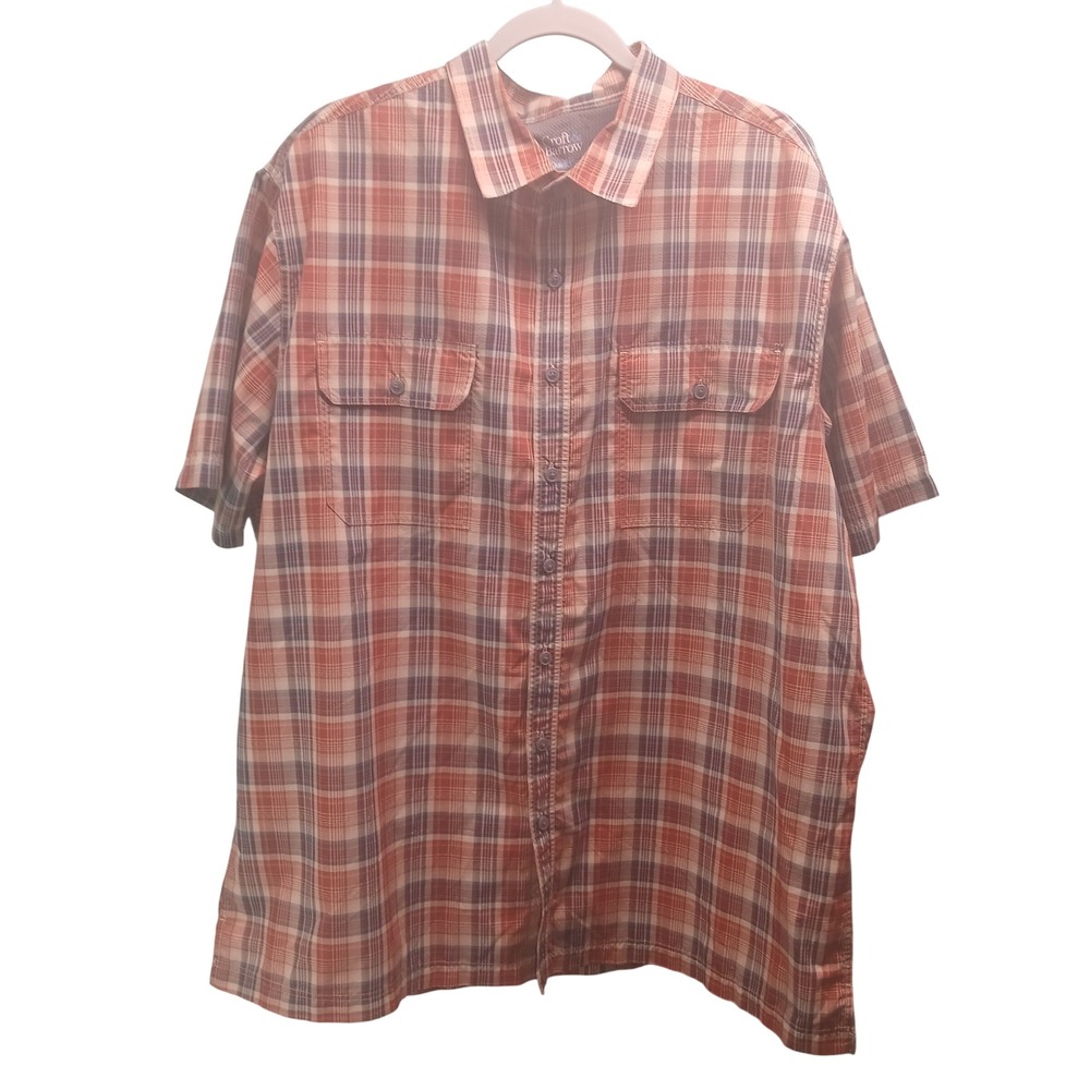 Croft & Barrow Quick Dry Plaid‎ Short Sleeve Button Up Shirt Men's XXL